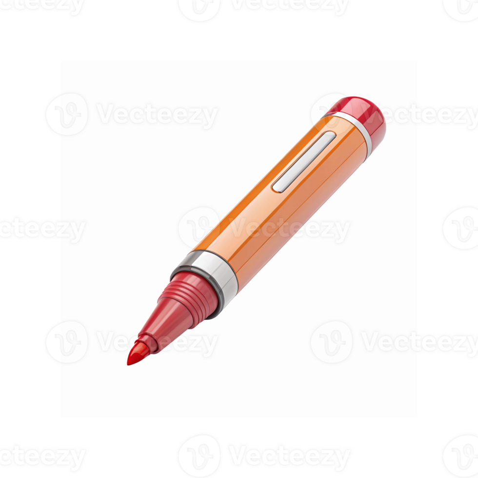 Orange And Red Highlighter Marker Pen With Metallic Accents And Transparent Tip Design For Stationery Use png