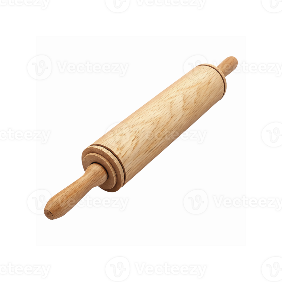 Natural Wooden Rolling Pin for Baking and Dough Preparation with Smooth Texture and Classic Design png