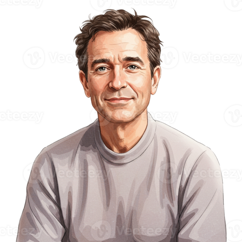 Portrait of a Middle Aged Man Smiling Calm Peaceful Relaxed Man Art Face Male Kind Grey Adult Happy png
