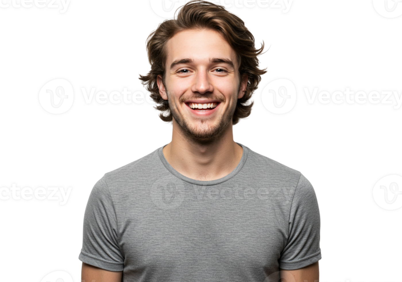 Happy Young Man Smiling Portrait Studio Shot Grey TShirt Male Face Model Adult Black Photo Image png