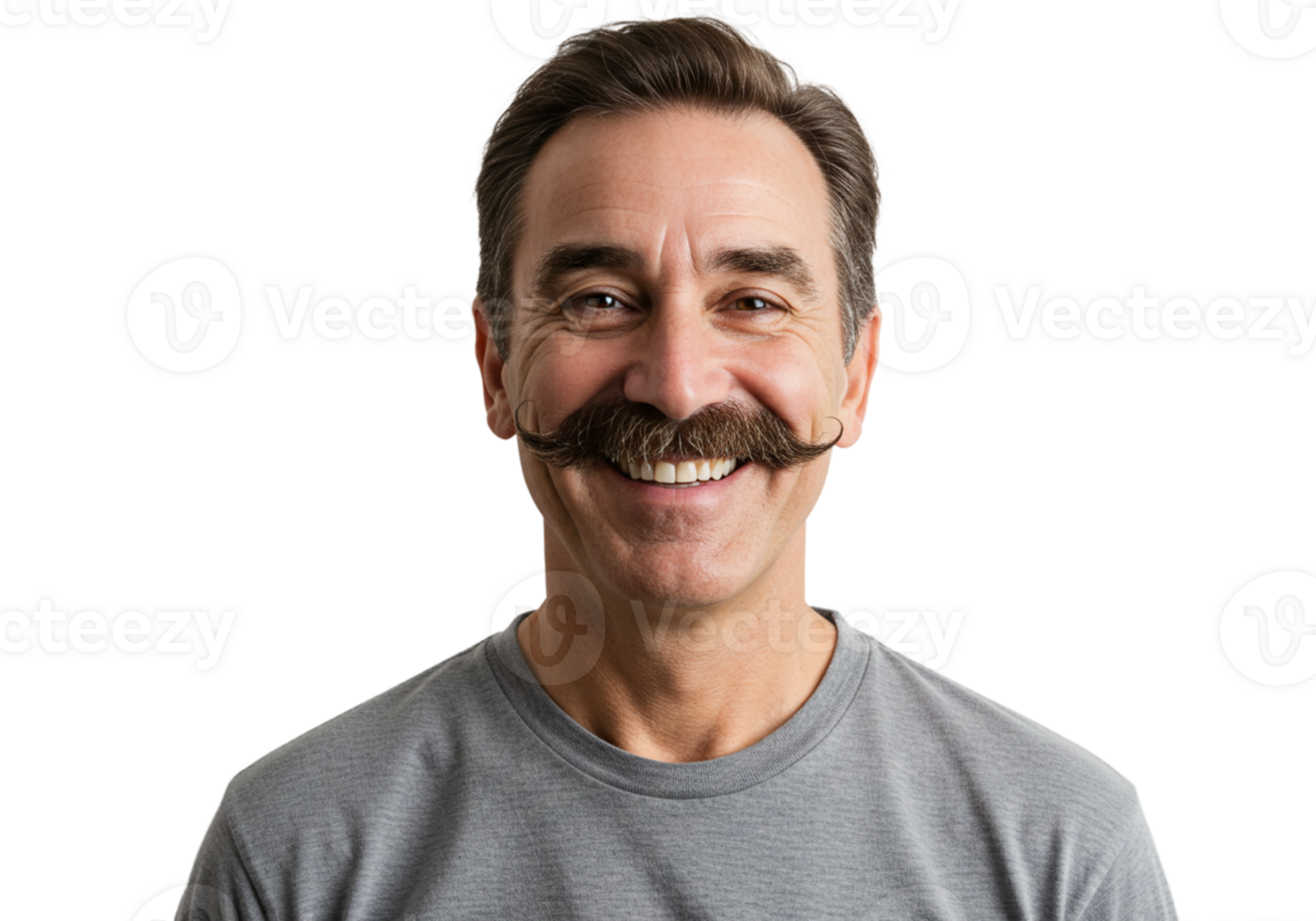 Happy Man with a Magnificent Brown Mustache Smiling Hair Male Face Adult Black Model Image Facial png