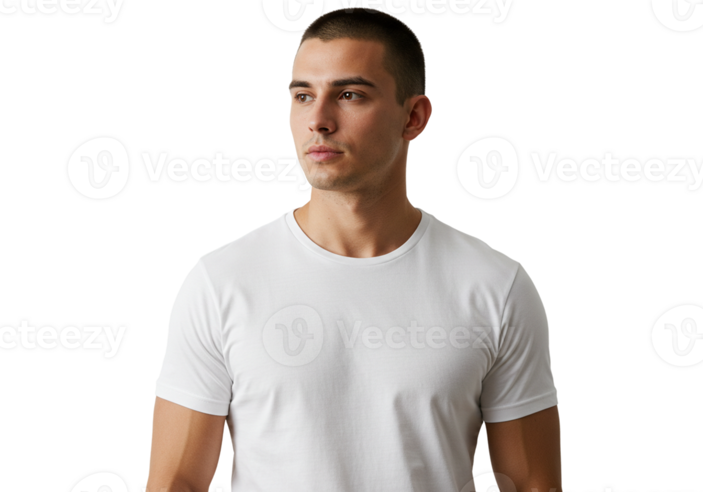 Young Man in White TShirt Casual Portrait Studio Shot guy male look face model style clean photo png