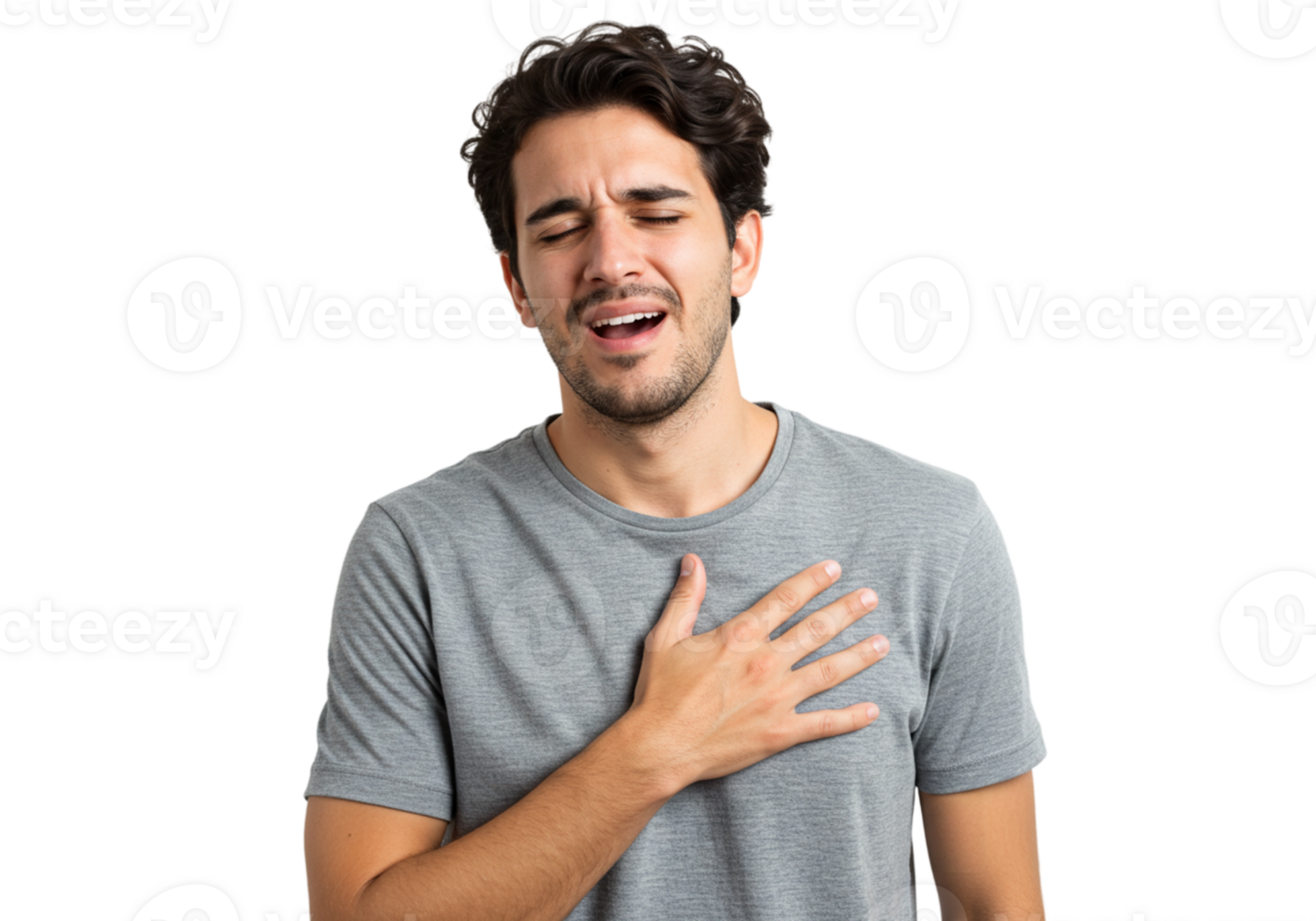 Man Holding Chest Feeling Pain Sadness Distress Emotion Hurt Grief Upset Health Anguish Despair png