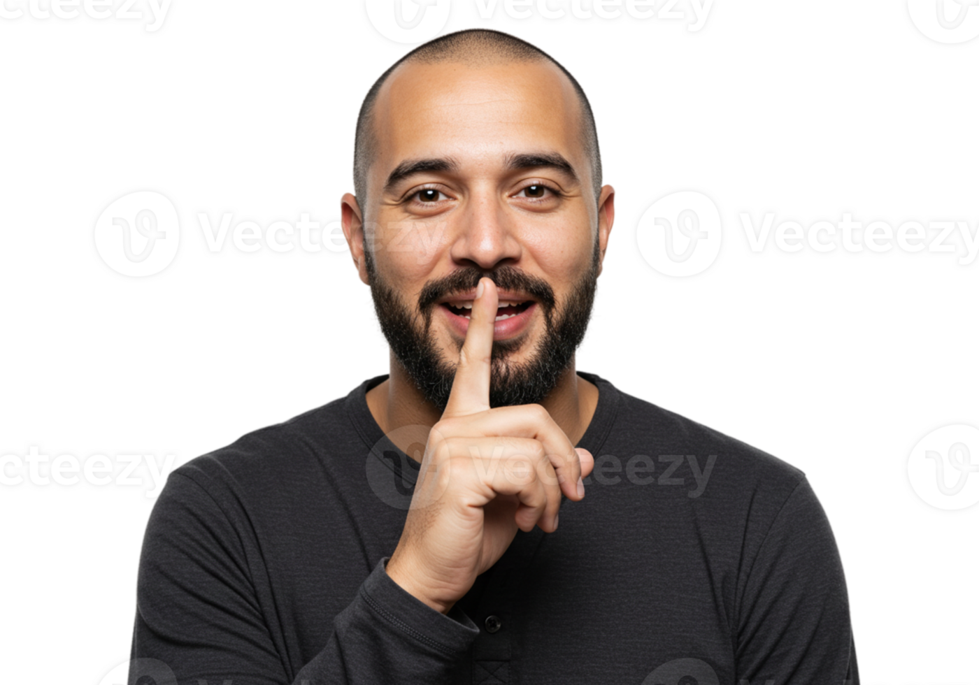 Man with Beard Gesturing Silence Secret Hush Quiet Peaceful Lip Calm Male Face Black Adult Image png