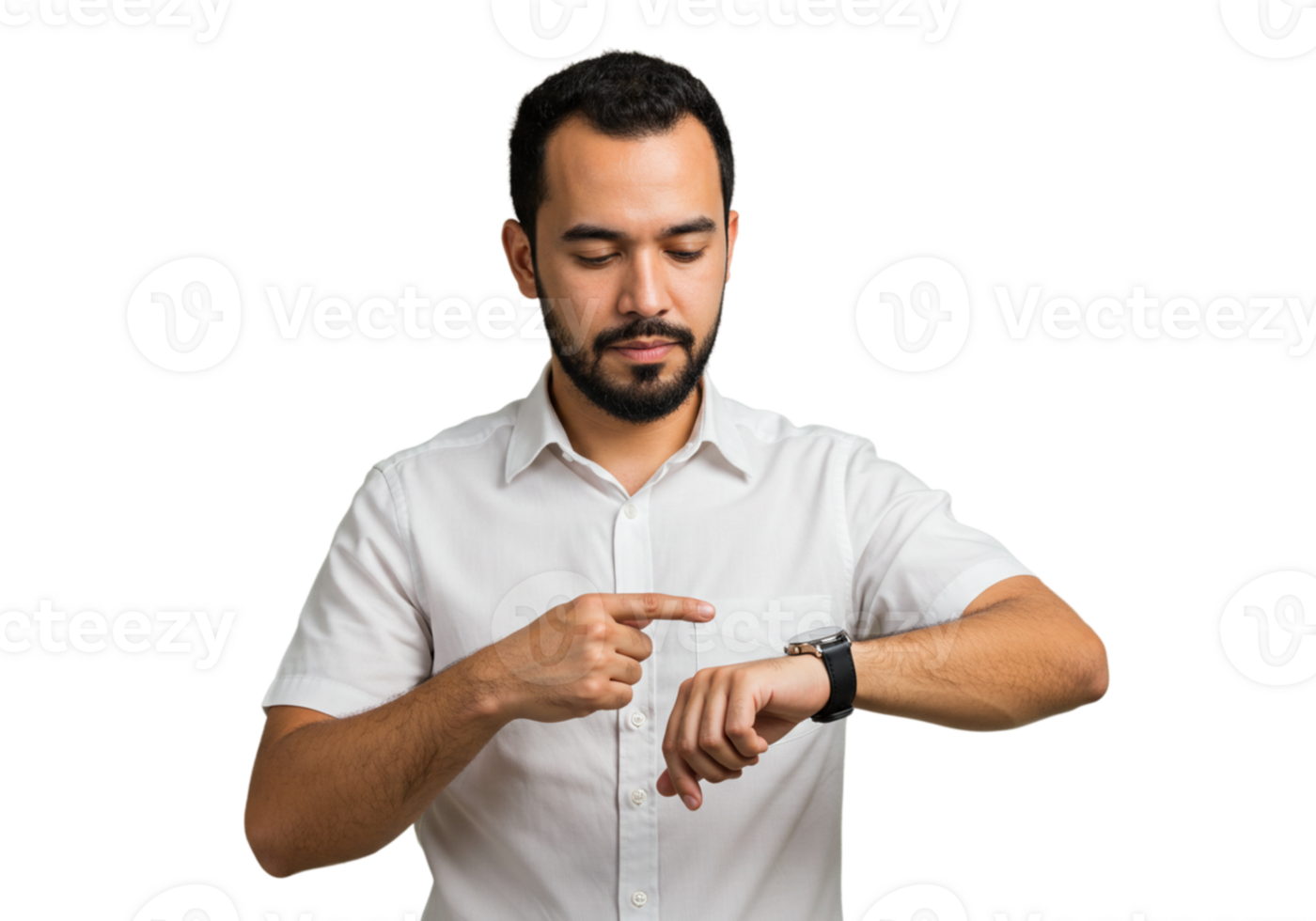 Man Checking Wristwatch Time Punctuality Business Professional Male Clock Shirt White Black Image png