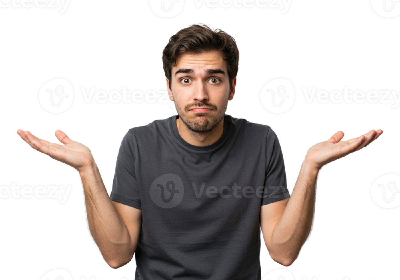 Confused Young Man Shrugging Shoulders Gesturing Uncertainty Male Arms Doubt Adult Black Hands png
