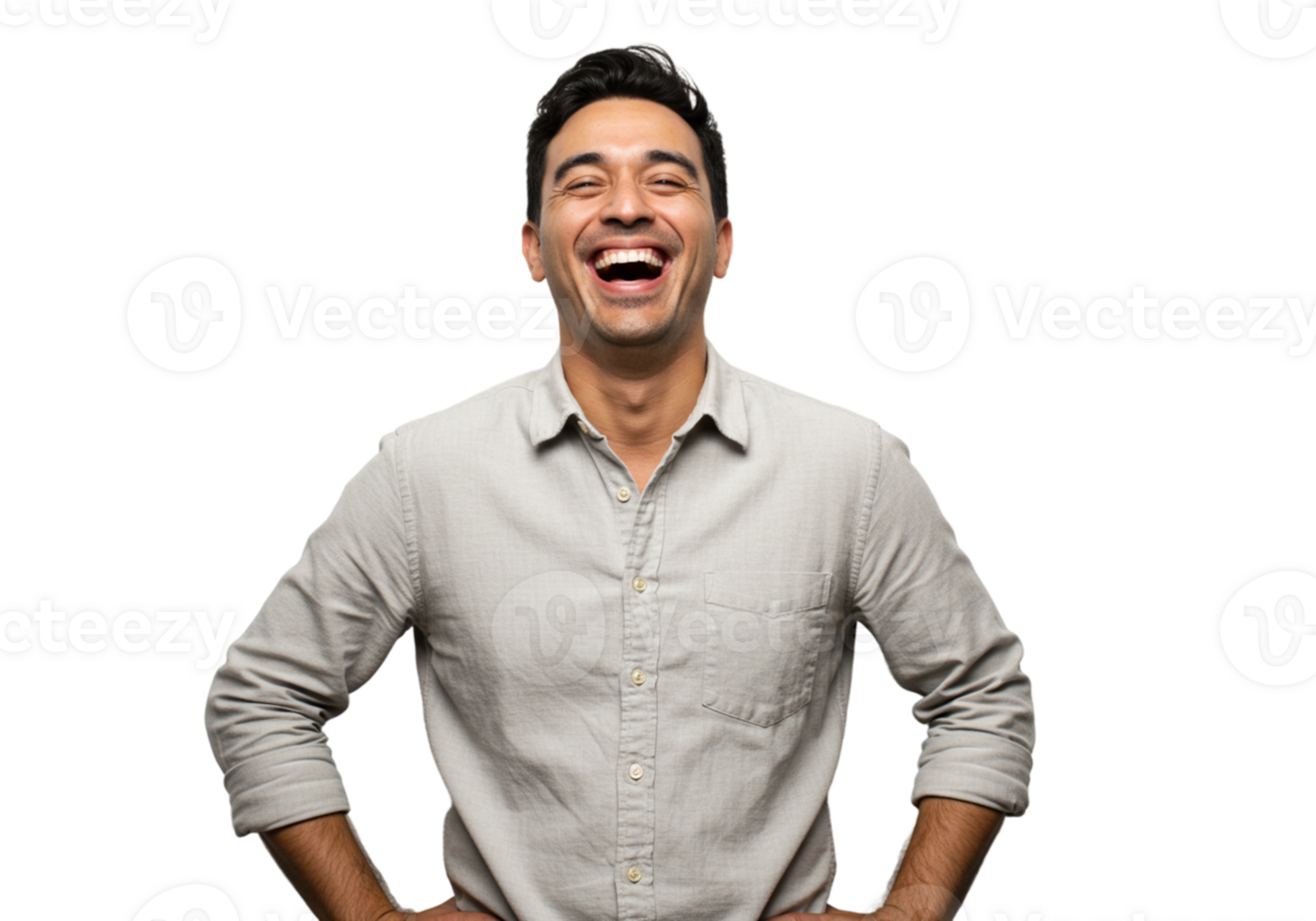 Happy Man Laughing Joyful Expression Portrait Studio Shot male smile model black person casual png