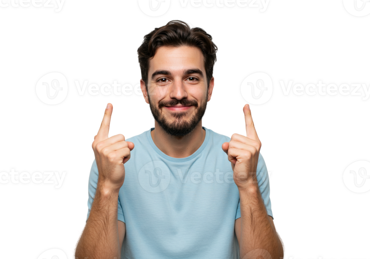 Smiling Man Points Upwards Happy Gesture Studio Shot male idea model black person casual choice png