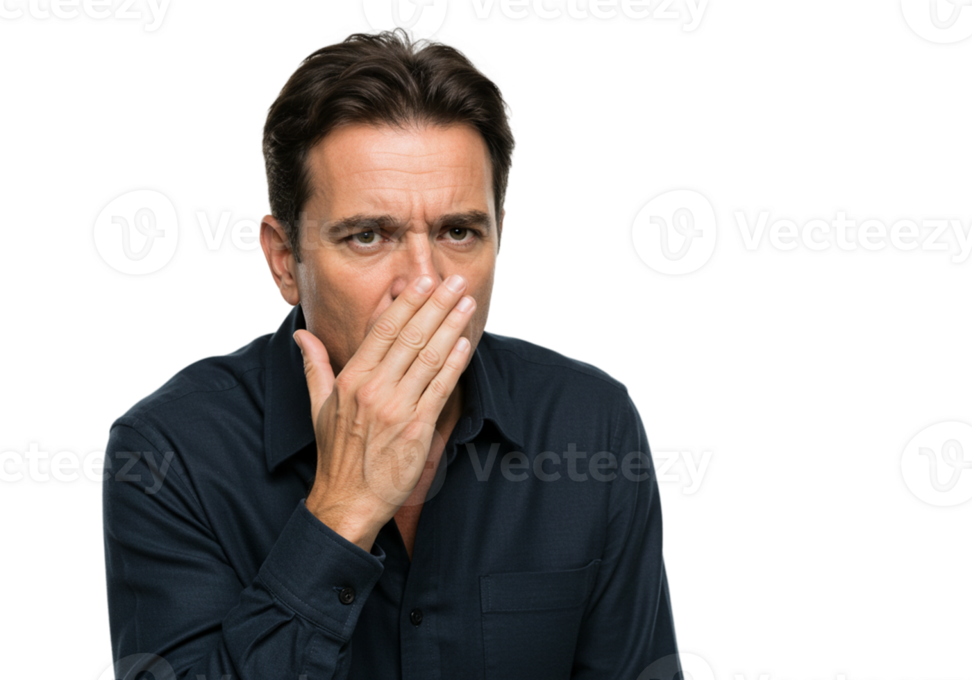 Disgusted Man Covering Nose Studio Shot Adult Male Negative Emotion Face Body Smell Image Human png