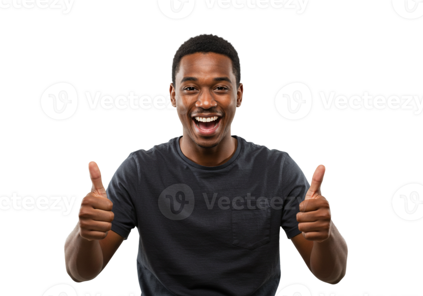 Happy Man Shows Thumbs Up Positive Gesture Success Male Black Model Joyful Studio Person Excited png