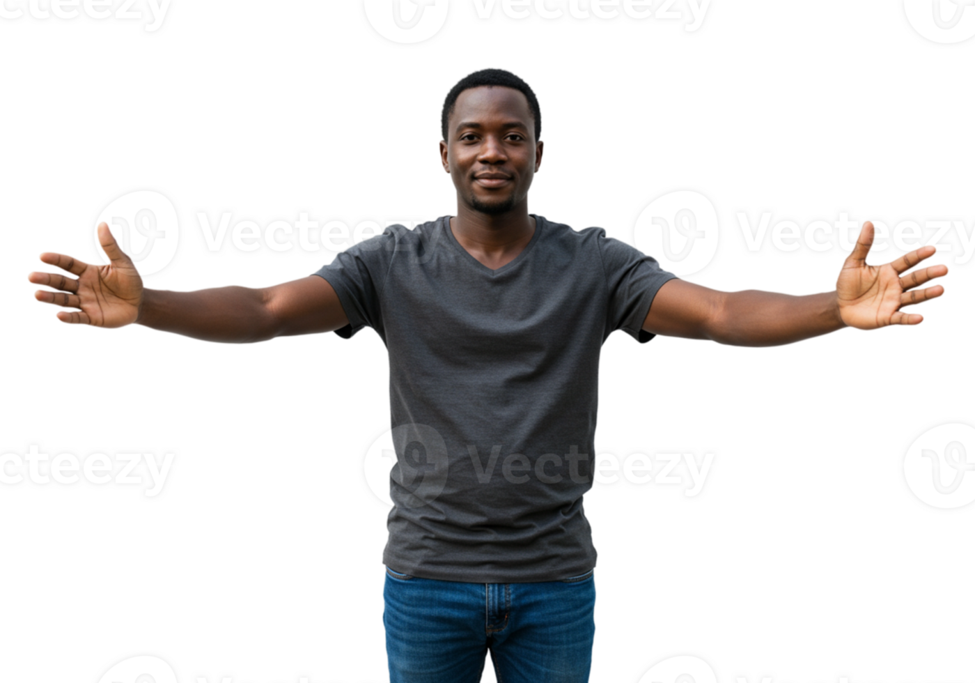Welcoming Happy Man Open Arms Embrace Studio Portrait Male Black Model Photo Image Person Casual png