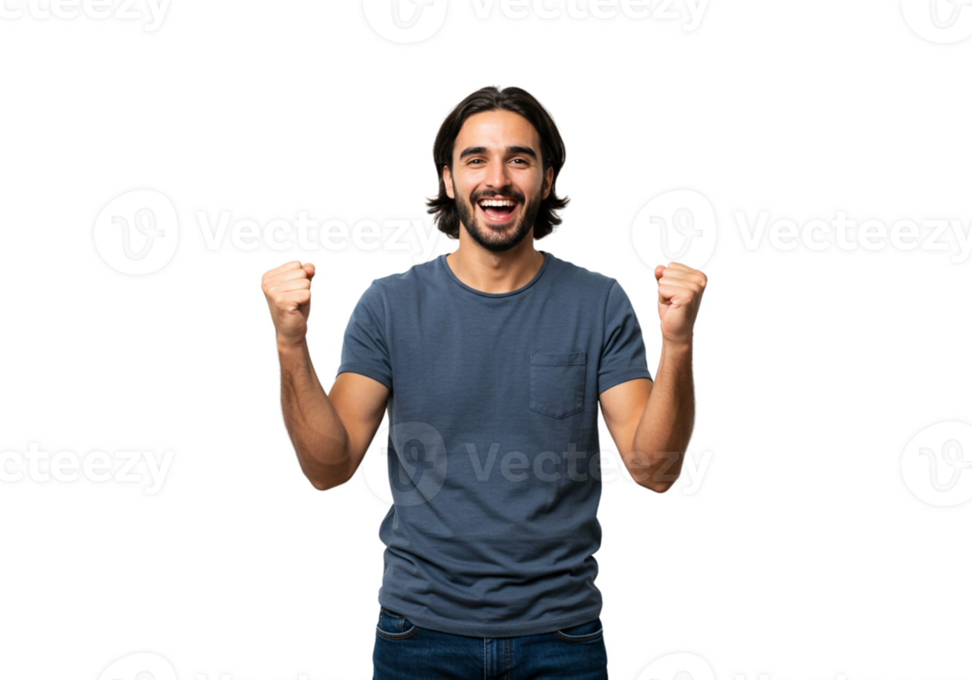 Happy Man Celebrating Success Joyful Excited Winning Achievement Portrait Goal Male Black Image png