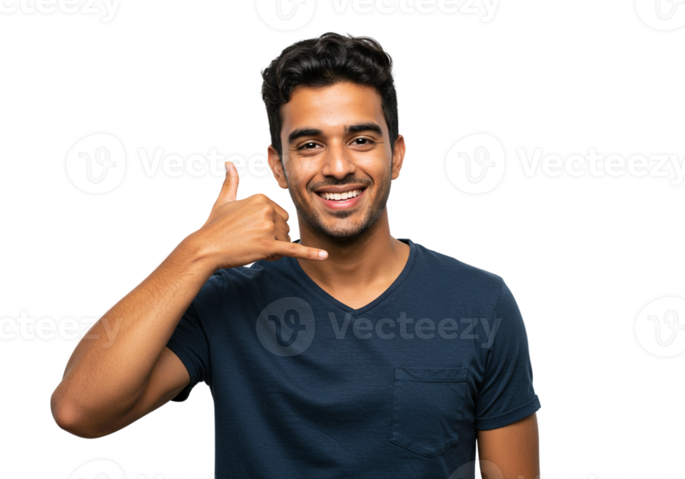 Smiling Man Gesturing Call Me Sign Happy Young Adult Male face phone model black image person studio png