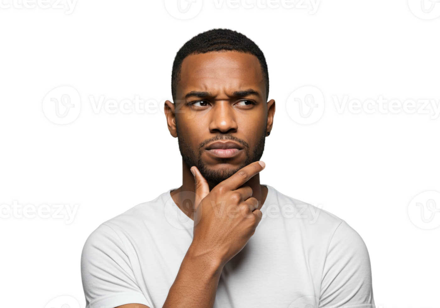 Thoughtful Young Man Pondering Decision Serious Black Man Male Face Idea Doubt Human Adult Studio png