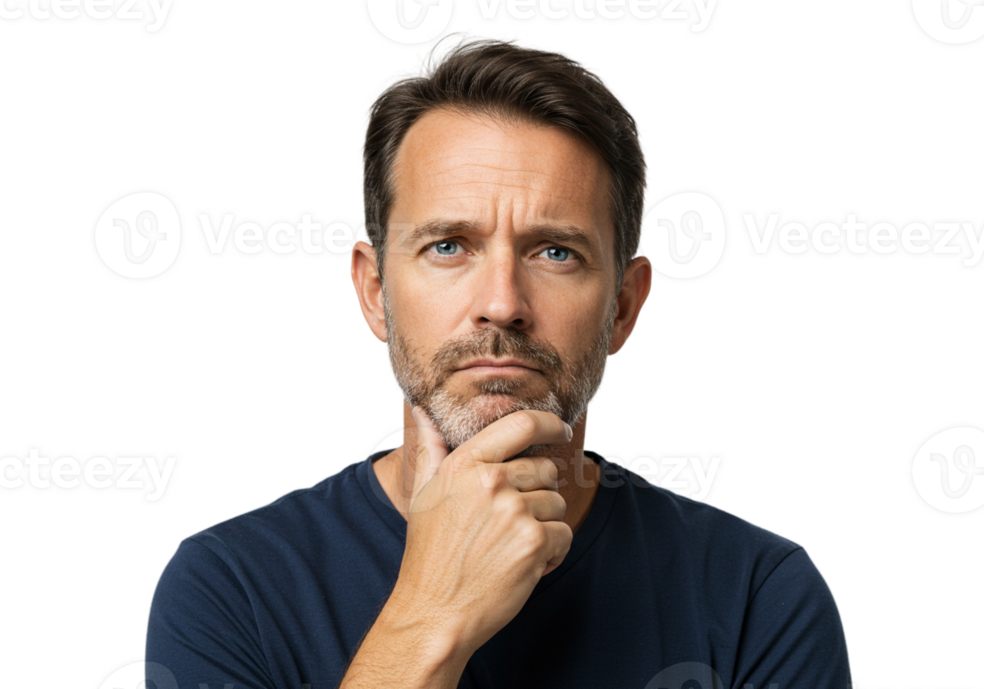 Serious Man Thinking Deeply Pensive Thoughtful Adult Male Portrait Face Doubt Black Human Image png