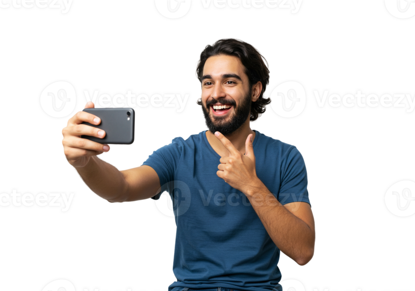 Happy Man Taking Selfie Smiling Phone Photo Casual Fun Male Shot Young Media Image Social Modern png