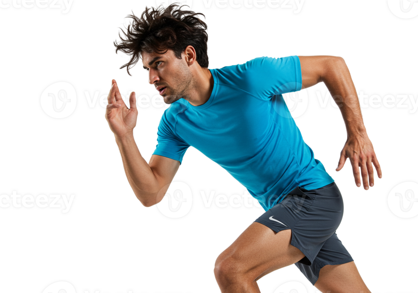 Athletic Man Running Sprinter Activewear Blue Shirt Shorts fast sport speed motion energy muscle png