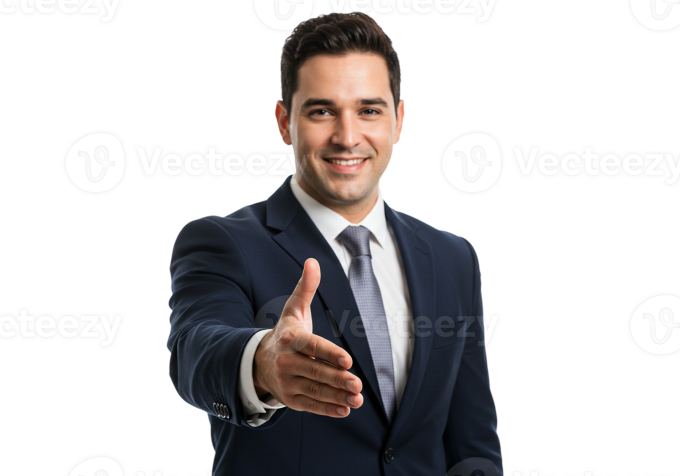 Smiling Businessman Offering Handshake Professional Deal Suit Happy Image Office Success Meeting png