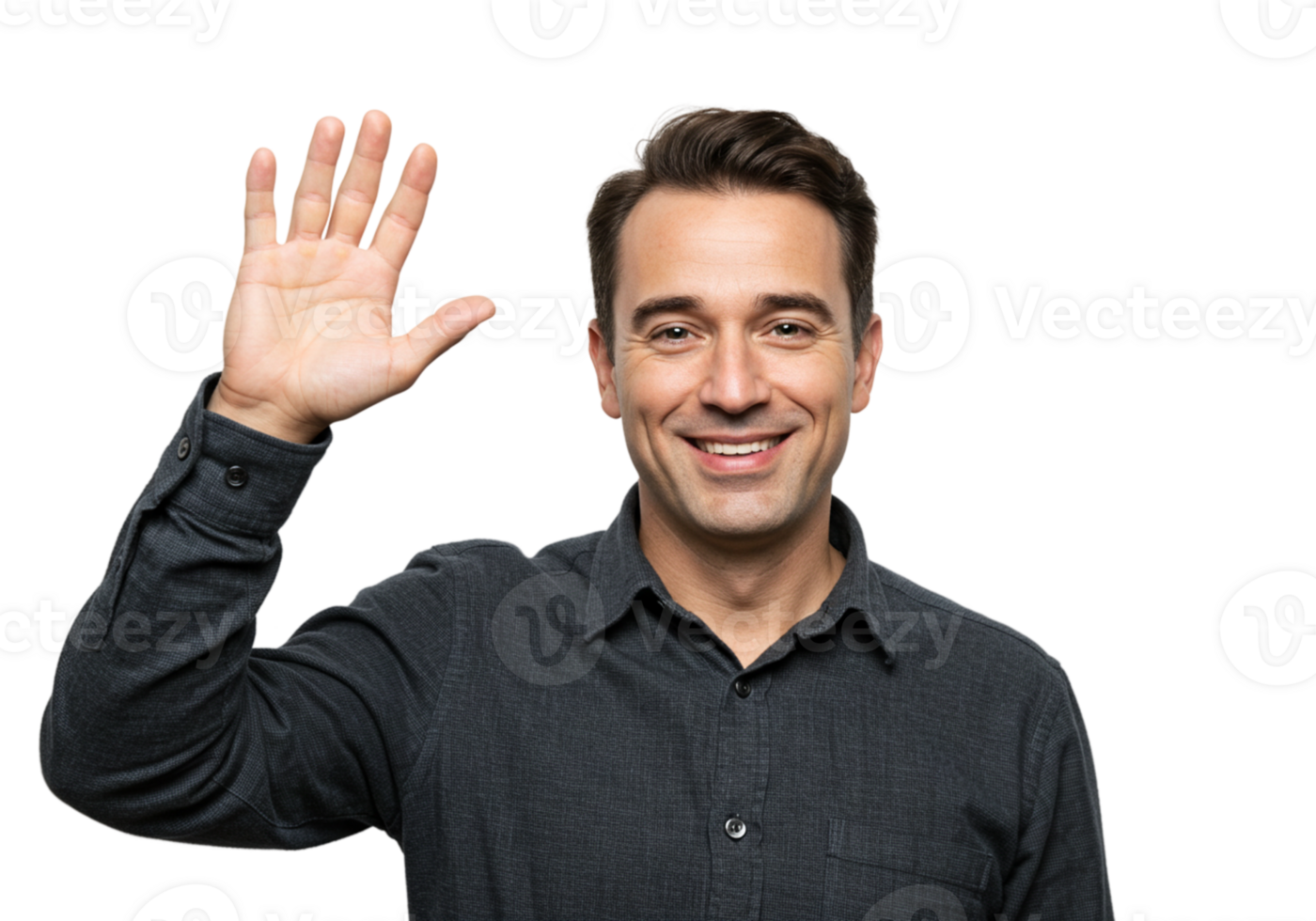 Happy Man Waving Hand Friendly Greeting Positive Gesture Studio Shot wave male smile black hello png