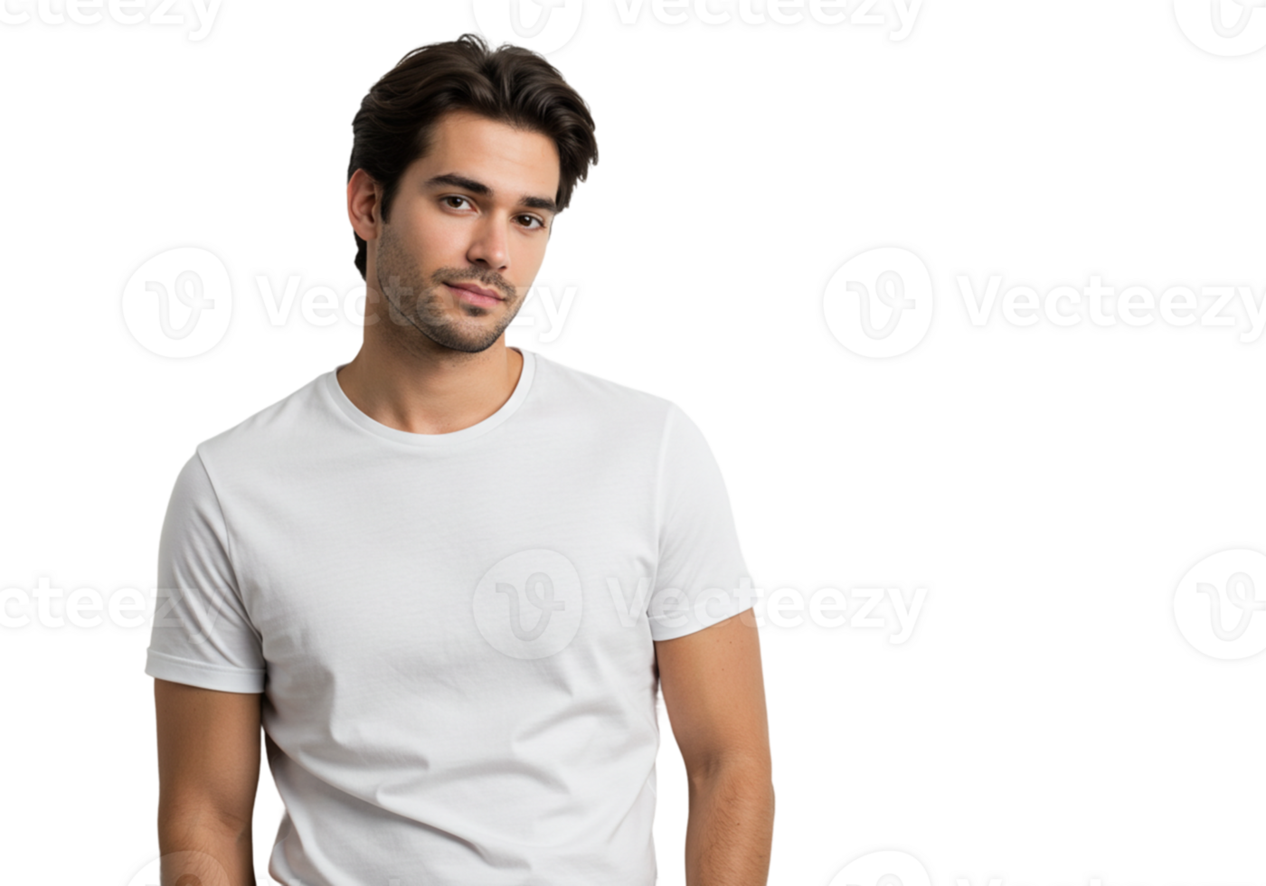 Attractive Young Man Casual White TShirt Portrait Studio guy men male face look model style clean png