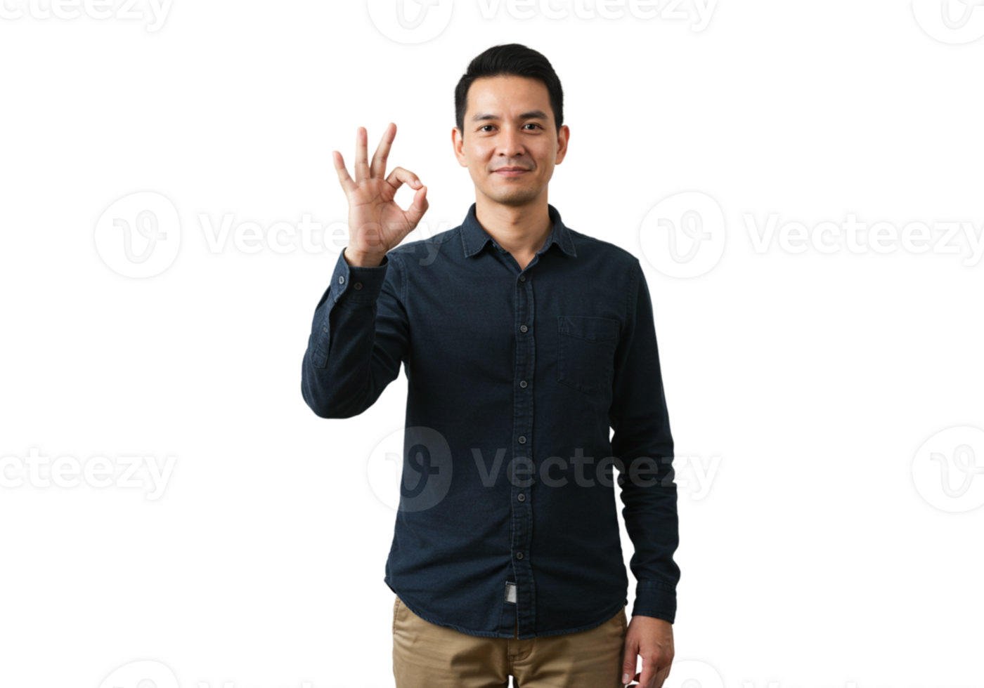 Happy Asian Man Shows Okay Sign Positive Gesture Approval Black Background up good deal model image png
