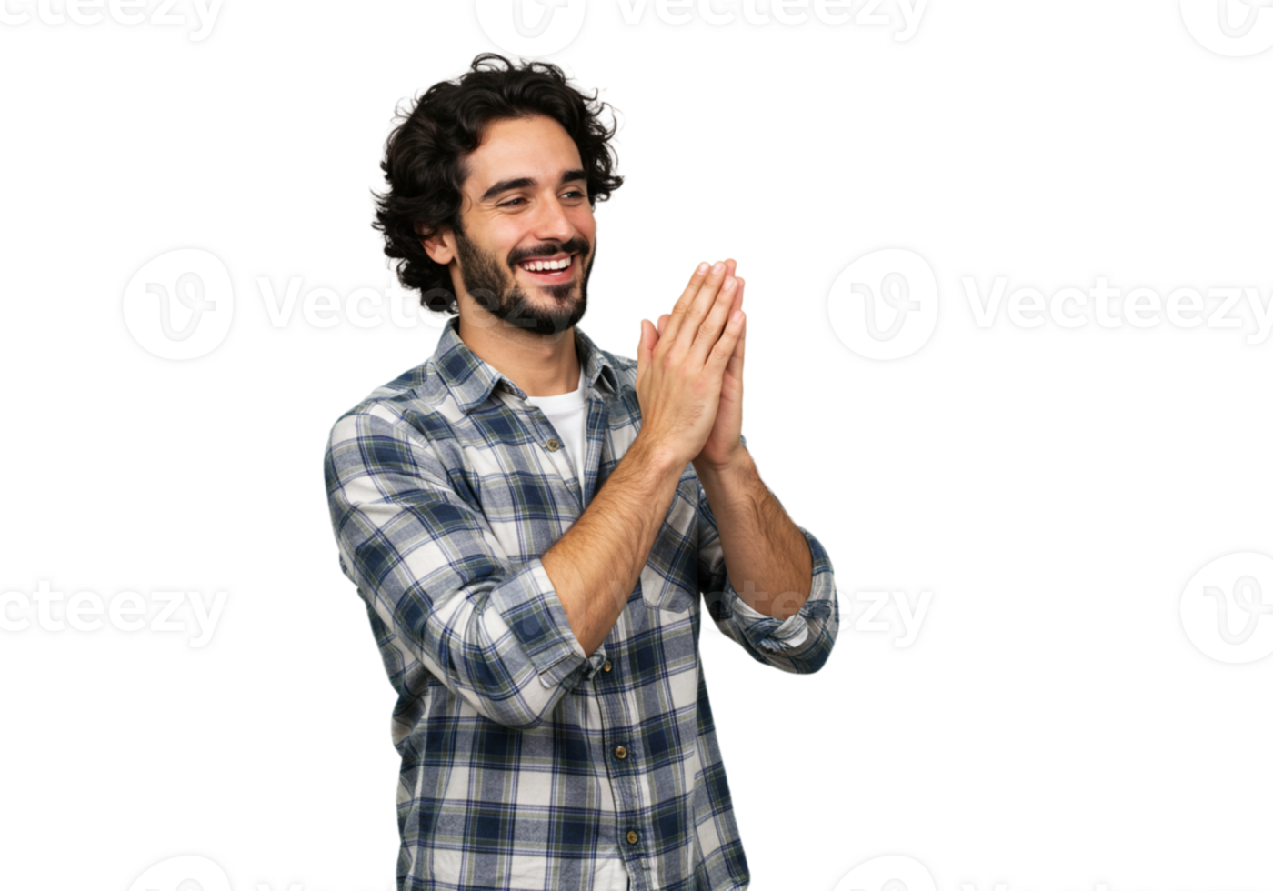 Happy Man Clapping Hands Smiling Joyful Expression Studio Shot Male Glad Person Elated Excited png
