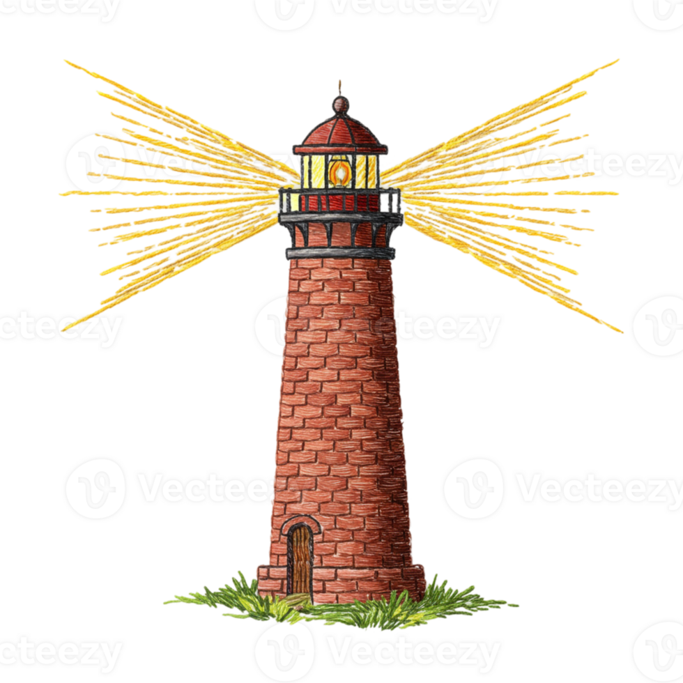 Shining Lighthouse Beacon Night Light Hopeful Guidance Symbol sea ray dark ocean coast tower brick png