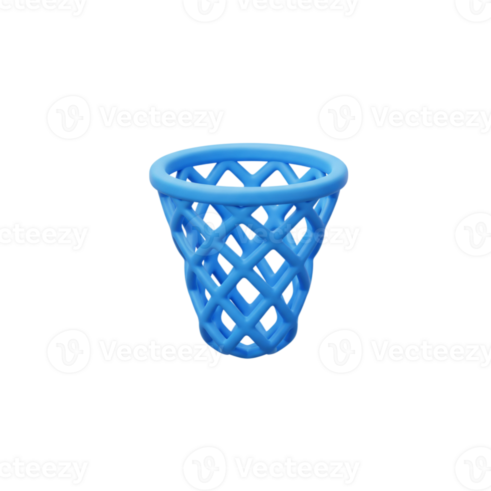 Blue 3D Rendered Basketball Hoop Net Isolated Background Graphic Design Element game icon sport png