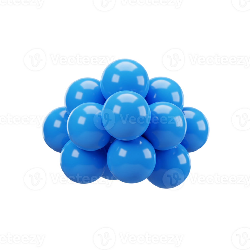 Abstract Blue Sphere Cluster Digital Art Modern Design Background 3D Shiny Image Cloud Glossy png