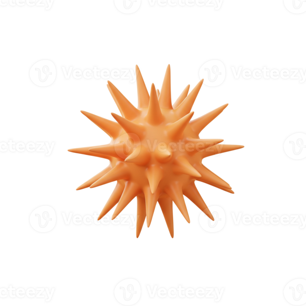 Abstract Orange Spiky Sphere 3D Render Digital Art Background Illustration virus model image style png