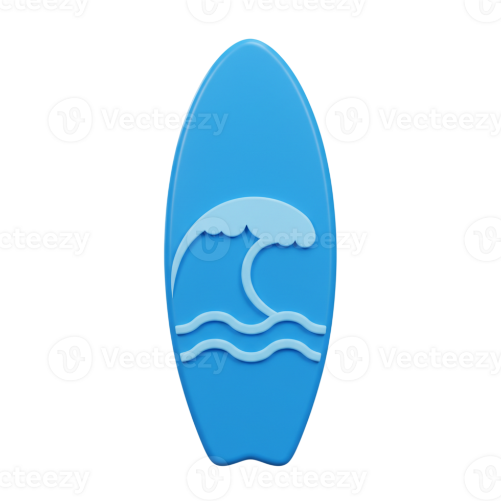 Blue Surfboard Icon Summer Ocean Wave Design Digital Art 3D Water Sport Beach Image Style Travel png