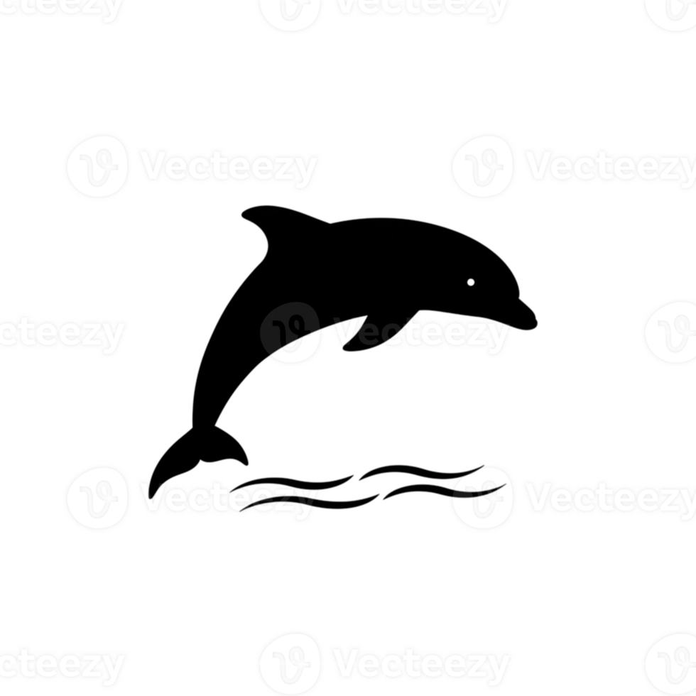 Elegant Dolphin Leaping Ocean Waves Simple Line Art Graphic Design Sea Jump Water White Black Marine png