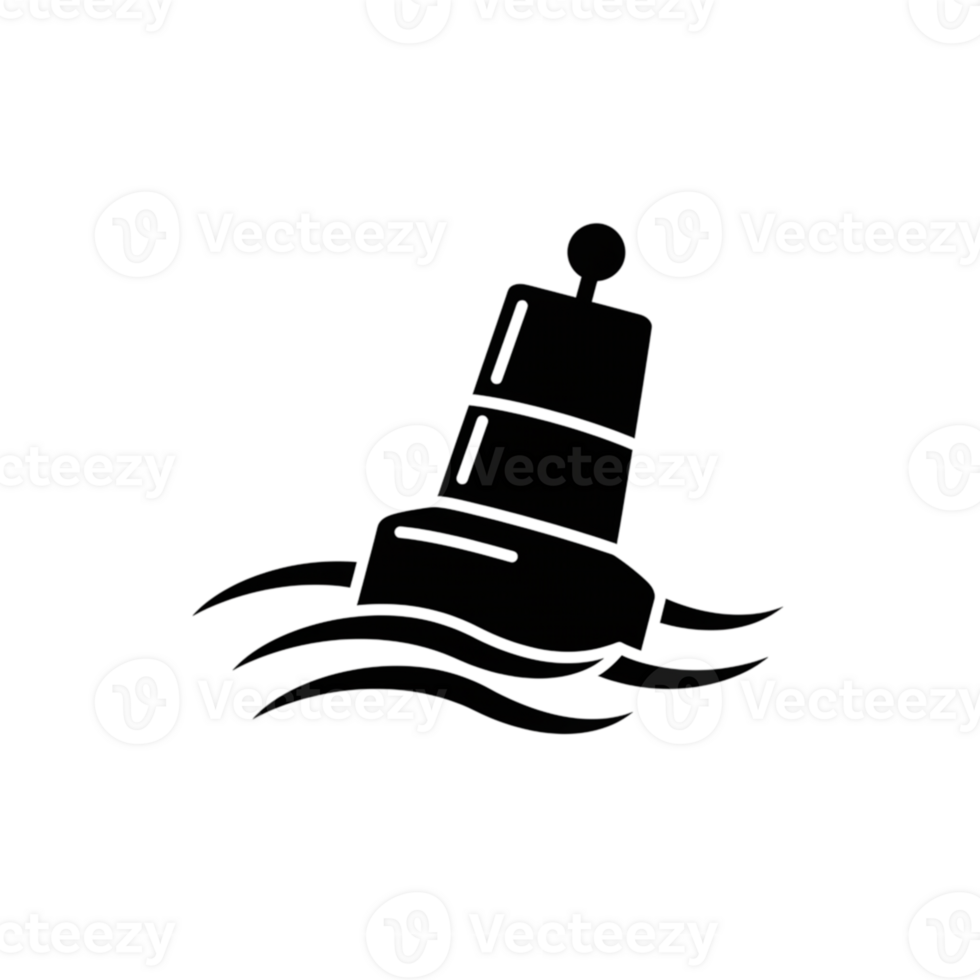 Simple Minimalist Buoy Icon Ocean Water Navigation sea boat ship mark waves black white symbol png