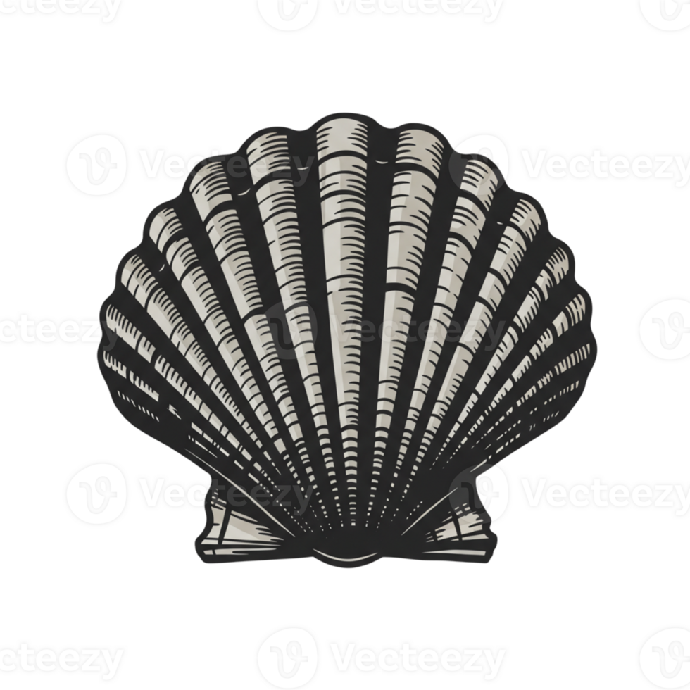 Elegant Scallop Shell Illustration Detailed Vintage Style Ocean Theme Graphic Design Sea Beach Image png