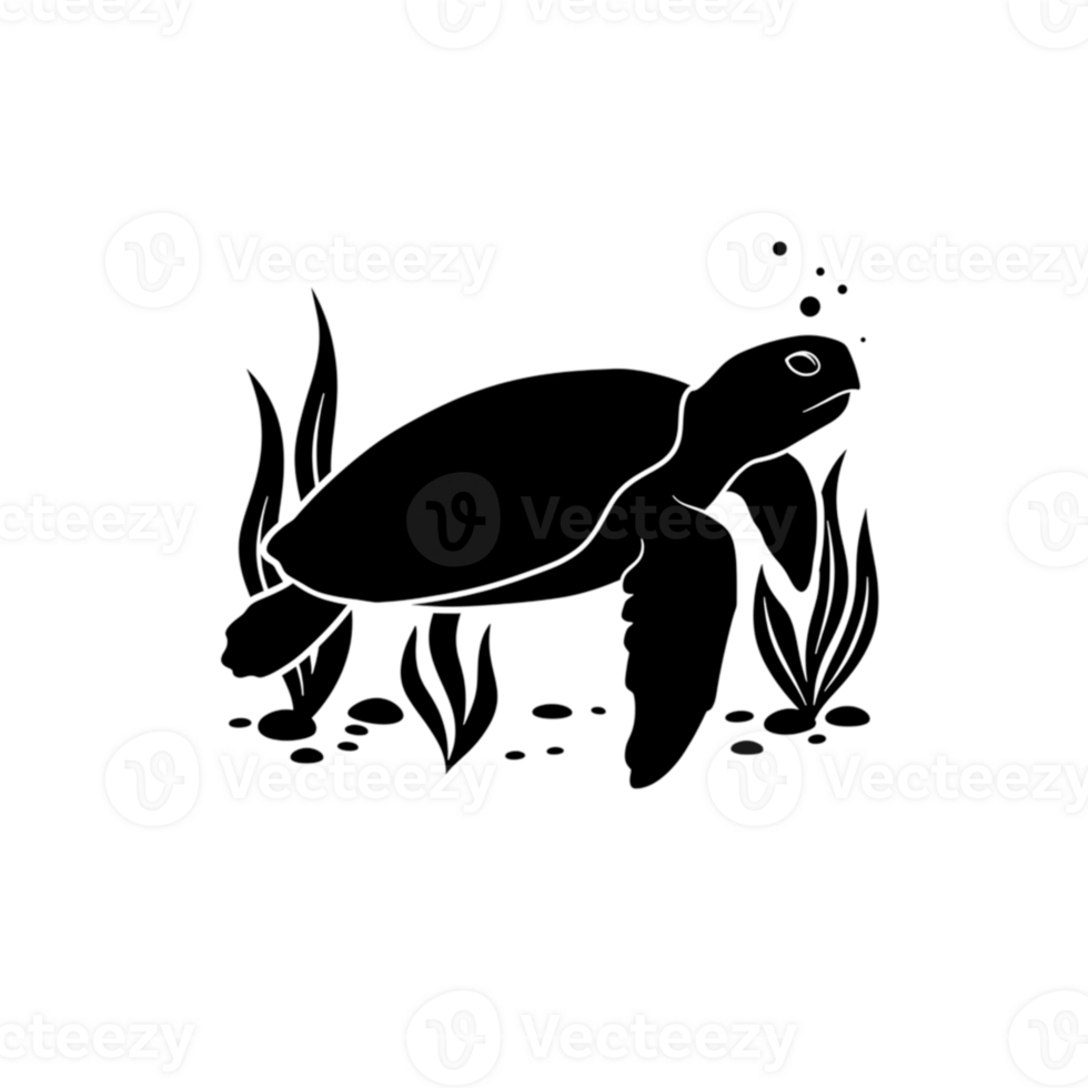 Elegant Sea Turtle Line Art Underwater Ocean Scene Illustration Life Animal Marine Nature Design png