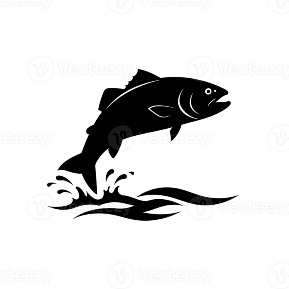 Elegant Black Fish Jumping Water Splash Design Illustration Sea Art Line White Ocean Style Image png