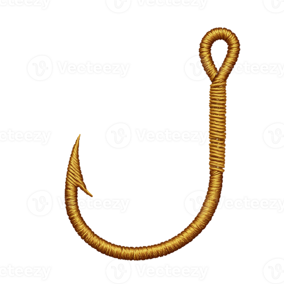 Golden Rope Hook Isolated Black Background Design Element art wire curve twine shiny metal thread png