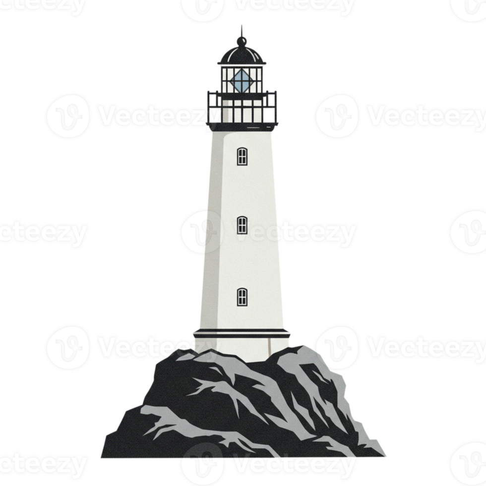Isolated Lighthouse on Rocky Coast Dramatic Night Scene Graphic Illustration sea dark hope rocks png