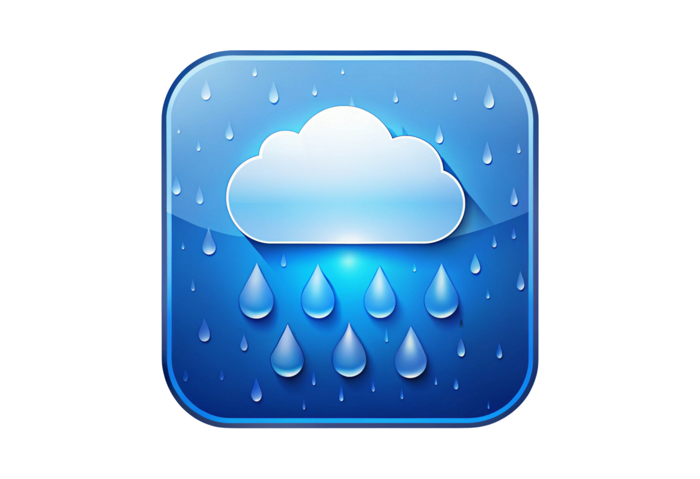 A blue cloud with rain drops on png