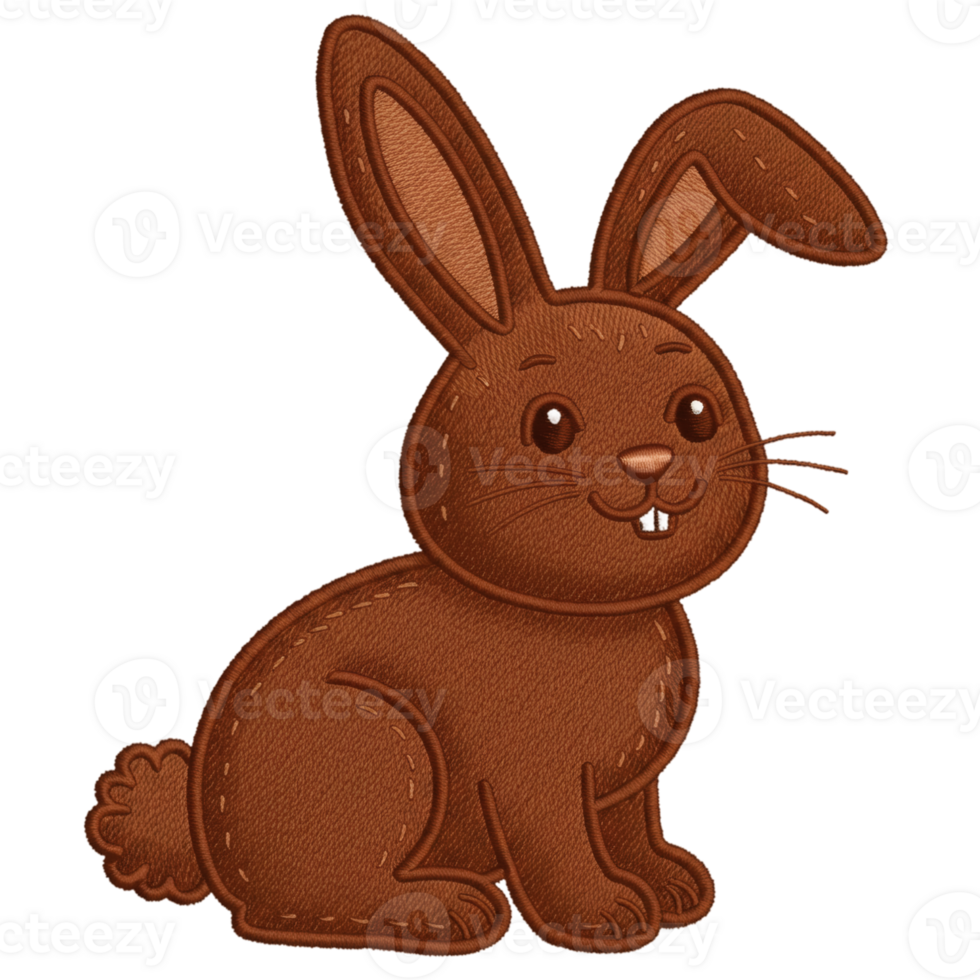 Adorable Brown Stitched Bunny Rabbit Illustration Design Art Cute Hare Image Sweet Happy Animal png