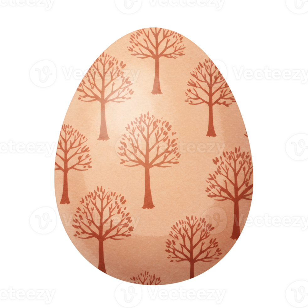 Elegant Peach Easter Egg Tree Pattern Design Spring brown decor image nature symbol pastel floral png