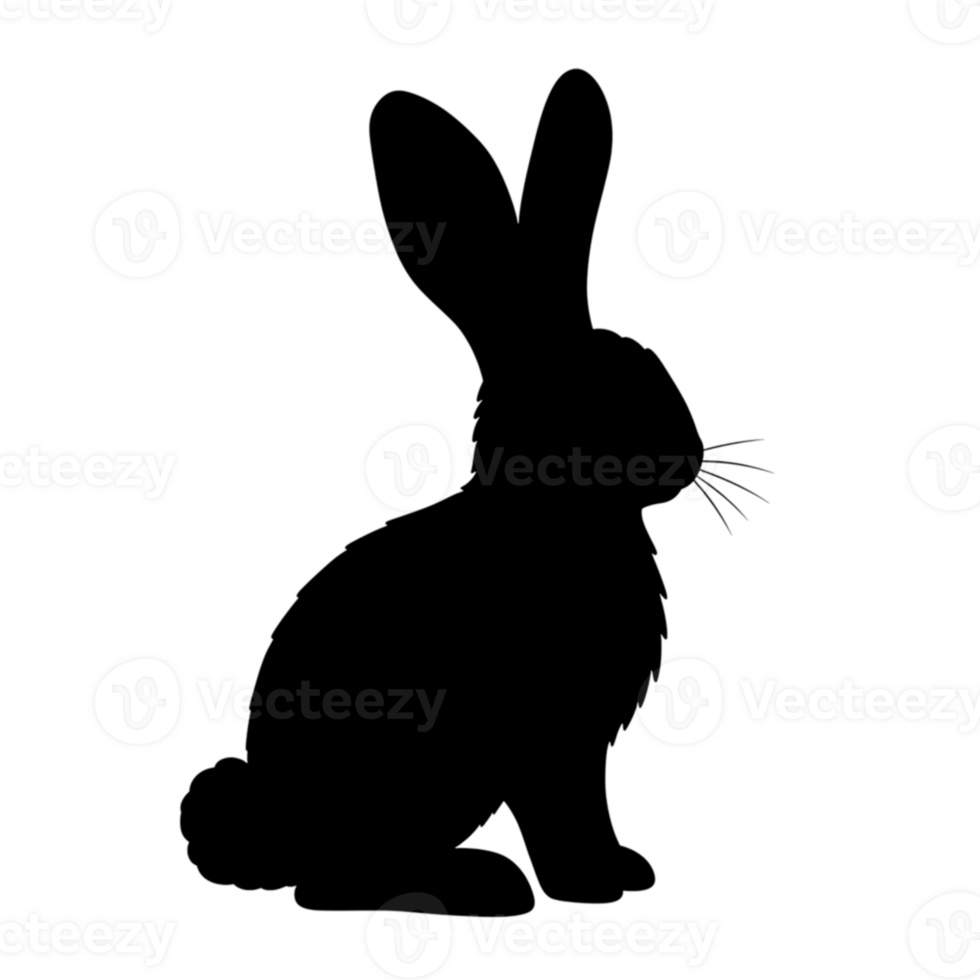 Elegant Rabbit Silhouette Design Simple Black Line Art Graphic Pet Hare Cute Bunny White Image png