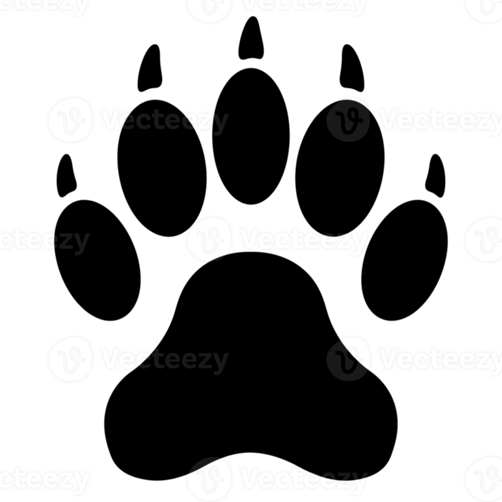 Simple Black and White Animal Paw Print Graphic Design Pet Dog Cat Icon Bear Track Symbol Nature png