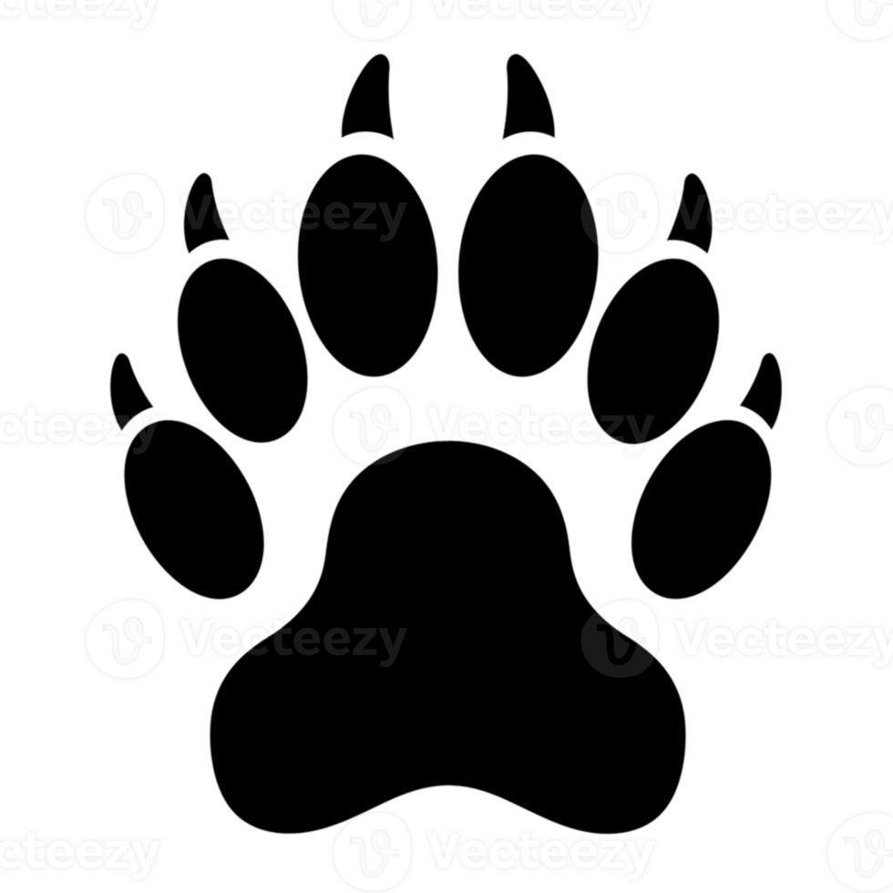 Simple Black Line Drawing of a Dog Paw Print Graphic Pet Art Foot Icon Track White Image Animal png