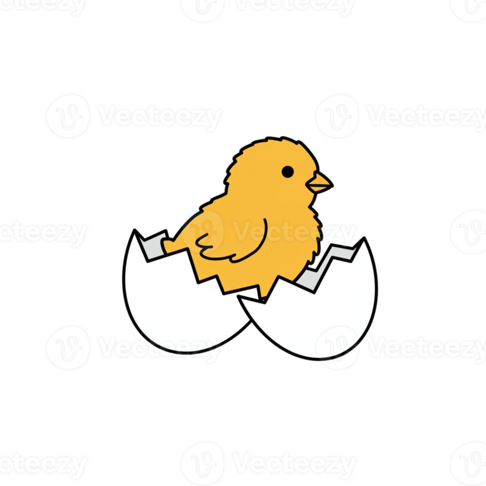 Cute Yellow Chick Emerging from Cracked Eggshell Baby Bird Farm Life Image Animal Spring Easter png