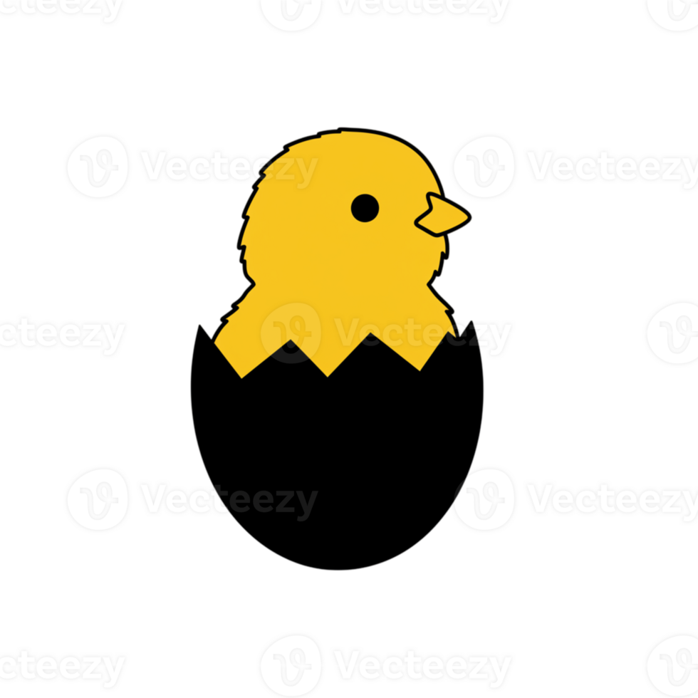 Cute Yellow Chick Hatching from Egg Simple Minimalist Design new baby bird life icon farm small png