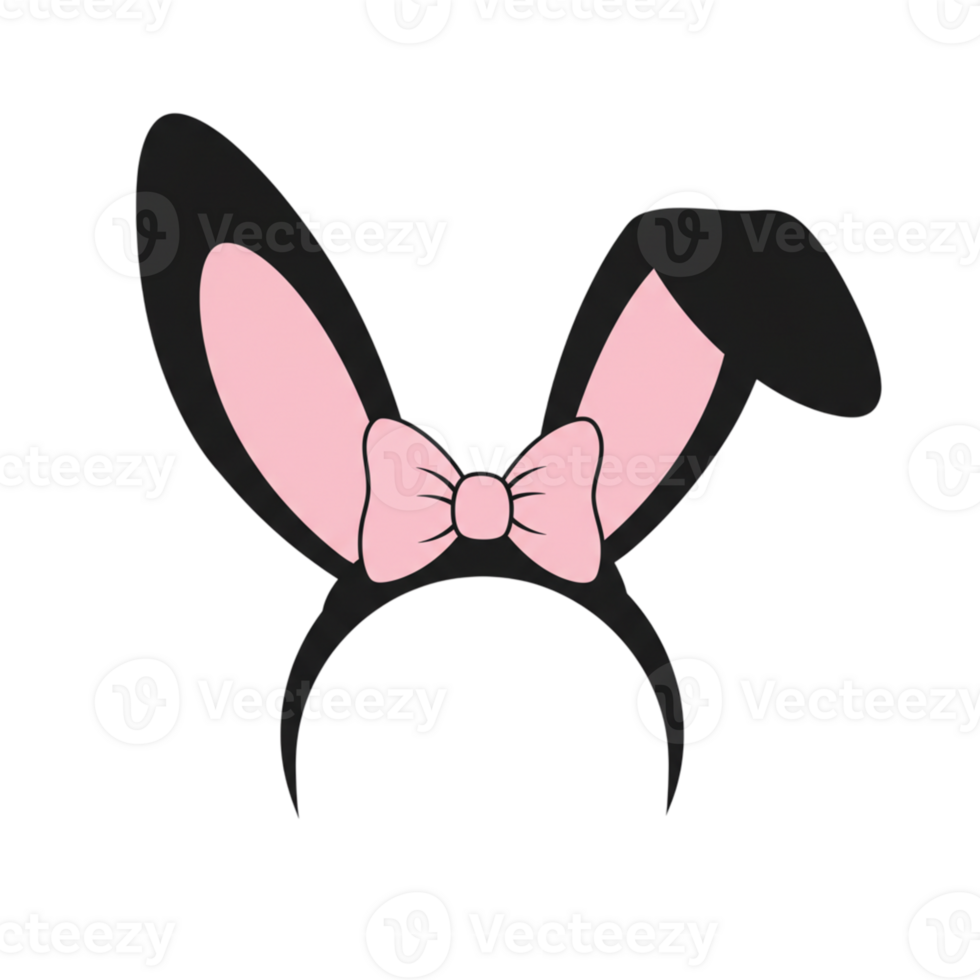 Adorable Pink Bunny Ears Headband Party Accessory Design bow fun cute black sweet easter png