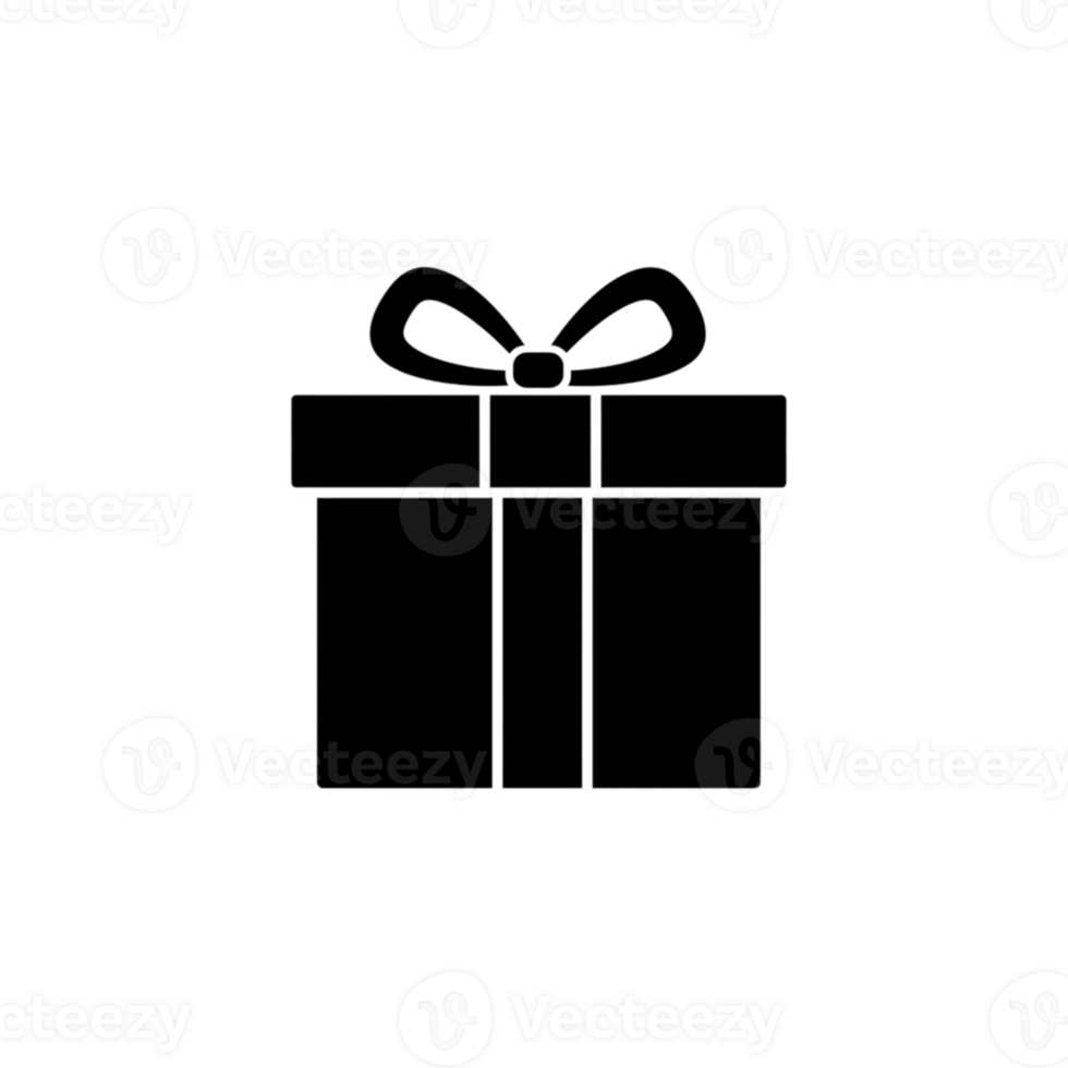Simple Elegant White Gift Box Outline Icon Design Graphic art black shape symbol present png
