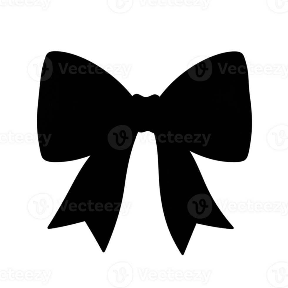 Elegant Black Bow Silhouette Design Graphic Element dark knot gift shape style image ribbon simple png