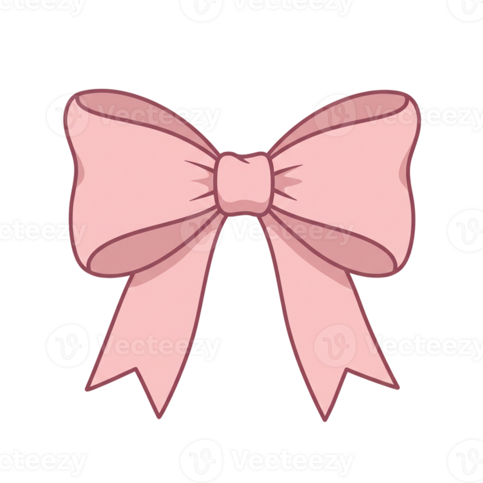 Pretty Pink Ribbon Bow Illustration Design Element cute gift soft girly pastel symbol present png